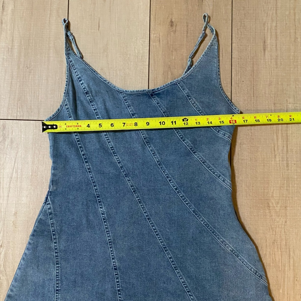 Mustard Seed Denim Tank Dress – Blue, Size L Flared A-Line, Chambray Dress - Picture 7 of 13